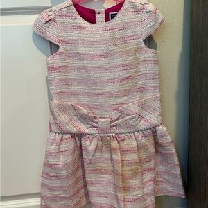 Janie and Jack Pink and Cream Tweed Bow Waist Dress